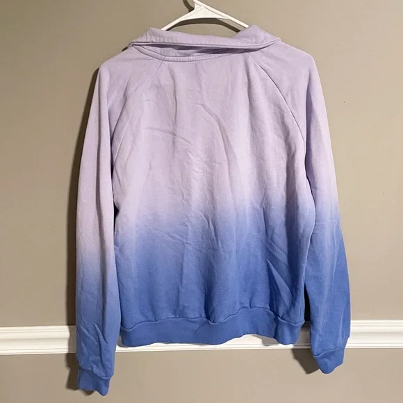 Victoria’s Secret Pink Ombré Purple Blue 1/4 Zip Sweatshirt.  Women’s Large. - Picture 4 of 7
